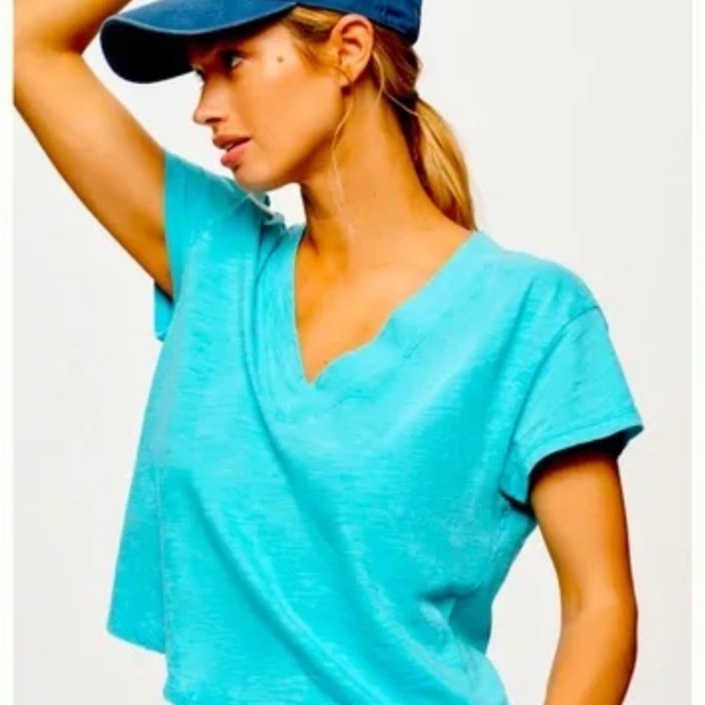 Pilcro Green Blue Crop T-Shirt